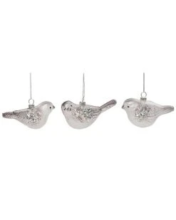 Glass 4.75in Multicolored Christmas Bird Ornament Set Of 3 Home