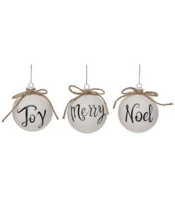 Glass 4.5in Multicolored Christmas Holiday Sentiment Ornament Set Of 3 Home