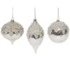 Glass 4.5in Christmas Glittered With Beads Ornament Set Of 3 Home -Home Accents Shop 3050386437 RLLD 1