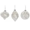 Glass 4.5in Christmas Leaves Ornament Set Of 3 Home -Home Accents Shop 3050386438 RLLD 1