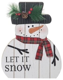 Wood 9.06in Multicolored Christmas Snowman Slat Decor Home