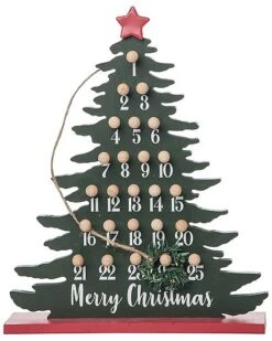 Wood 12.6in Multicolored Christmas Holiday Tree Countdown Home