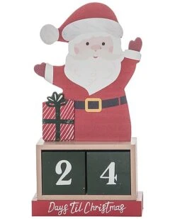 Wood 9.76in Multicolored Christmas Santa Block Countdown Set Of 3 Home
