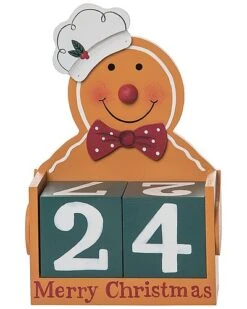 Wood 7.87in Multicolored Christmas Gingerbread Countdown Set Of 3 Home