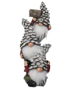 Resin 11in Multicolored Christmas Pinecone Gnome Stack Home