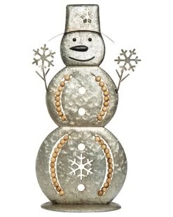 Metal 23.23in Christmas Beaded Snowman Decor Home
