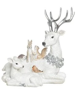 Resin 8in Multicolored Christmas Creatures Of The Forest Figurine Home