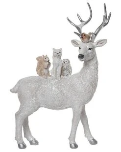 Resin 12.4in Multicolored Christmas Creatures Of The Forest Standing Figurine Home