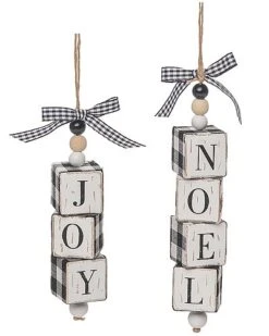 Glass 10.2in Multicolored Christmas Word Block Ornament Set Of 2 Home
