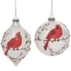 Glass 5.5in Multicolored Christmas Painted Dimensional Accent Cardinal Ornament Set Of 2 Home -Home Accents Shop 3050386486 RLLD 1