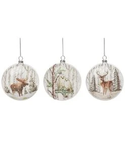 Glass 4.5in Multicolored Christmas Forest Critter Ornament Set Of 3 Home