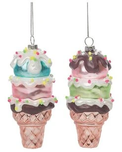 Glass 5.63in Multicolored Christmas Ice Ornament Set Of 2 Home