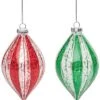Glass 5.5in Multicolored Christmas Swirl Ornament Set Of 2 Home -Home Accents Shop 3050386507 RLLD 1