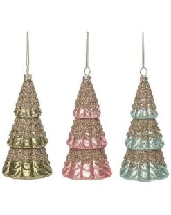 Glass 6in Multicolored Christmas Vintage Tree Ornament Set Of 3 Home