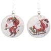 Glass 5.5in Multicolored Christmas Santa Ski And Sled Ornament Set Of 2 Home -Home Accents Shop 3050386516 RLLD 1