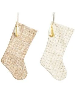Polyester 21in Multicolored Christmas Elegant Tweed Stocking Set Of 2 Home