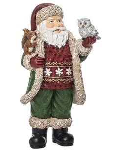 Resin 7.48in Multicolored Christmas Cottage Santa Figurine Home