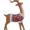 Resin 13.25in Multicolored Christmas Reindeer With Fuzzy Sweater Figurine Home -Home Accents Shop 3050386546 RLLD 1