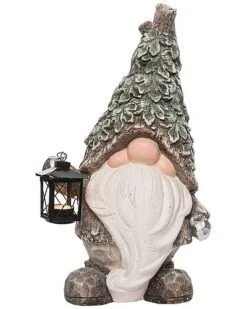 Resin 20in Multicolored Christmas Leafy Gnome With Tealight Holder Figurine Home