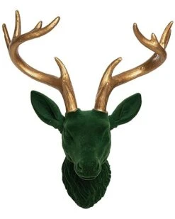 Resin 12in Multicolored Christmas Velvet Reindeer Head Wall Decor Home