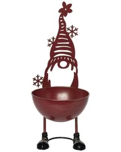 Metal 15.25in Christmas Gnome Bowl Decor Home