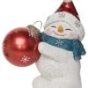 Resin 10in Multicolored Christmas Light Up Snowman With Santa Hat Holding Ornament Home -Home Accents Shop 3050386601 RLLD 1
