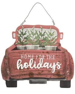 Wood 15.75in Multicolored Christmas Tree Truck Decor Home