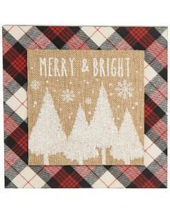 Wood 9.5in Multicolored Christmas Plaid Snowy Block Decor Home