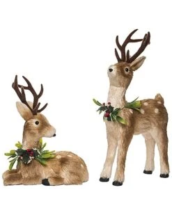 Foam 22.05in Multicolored Christmas Sweet Holiday Reindeer Set Of 2 Home