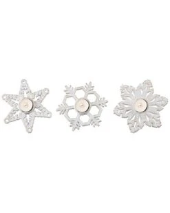 Metal 6.1in Christmas Snowflake Candle Holder Set Of 3 Home