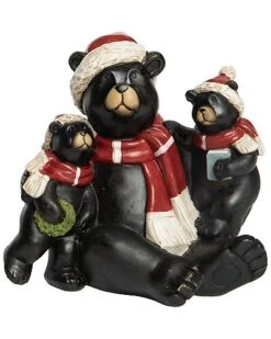 Resin 6in Multicolored Christmas Rustic Bear Figurine Home