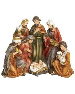 Resin 9in Multicolored Christmas Traditional Nativity Decor Home