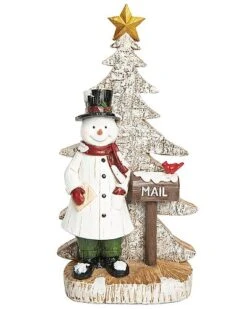 Resin 13.25in Multicolored Christmas Snowman Mailbox Decor Home