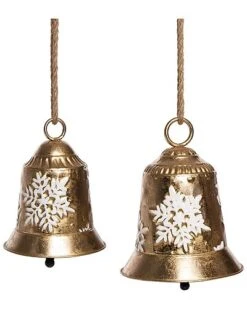 Metal 9in Christmas Snowflakes Bells Set Of 2 Home
