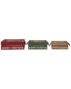 Wood 14.75in Multicolored Christmas Beaded Crates Set Of 3 Home