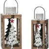 Metal 14in Multicolored Christmas Rustic Tree Lantern Set Of 2 Kd Home -Home Accents Shop 3050386667 RLLD 1