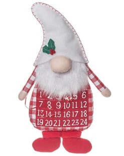 Polyester 27in Multicolored Christmas Gingham Gnome Countdown Calendar Home