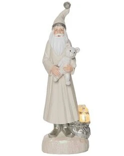 Resin 10in Multicolored Christmas Light Up Fancy Santa Figurine Home