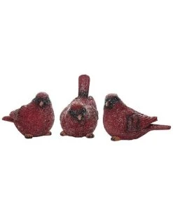 Resin 4.5in Christmas Glitter Cardinal Set Of 3 Home