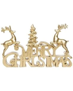 Resin 12in Christmas Merry Reindeer And Tree Decor Home