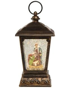 Artificial 9.5in Multicolored Christmas Light Up Sparkling Nativity Lantern Home