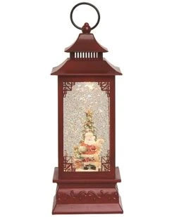 Artificial 11.5in Multicolored Christmas Light Up Glittering Santa Lantern Home