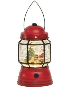 Artificial 6.75in Multicolored Christmas Light Up Rustic Santa Lantern Home