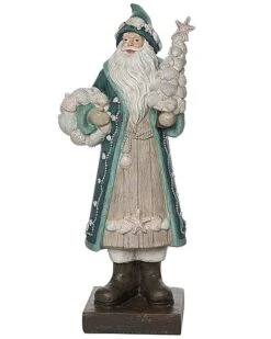 Resin 15in Multicolored Christmas Coastal Santa Decor Home