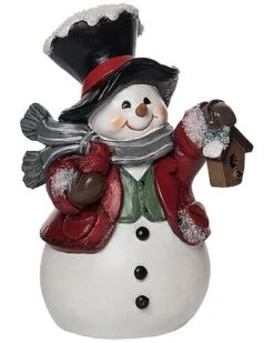 Resin 8in Multicolored Christmas Primitive Snowman Figurine Home