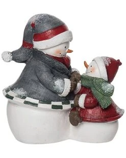 Resin 6.75in Multicolored Christmas Quilted Snowman Friends Figurine Home