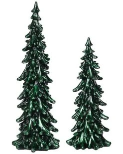 Resin 15.5in Christmas Iridescent Tree Decors Set Of 2 Home