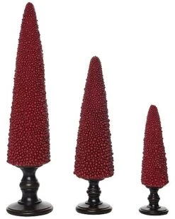 Resin 14.25in Christmas Holly Berry Tree Decors Set Of 3 Home