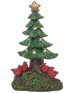 Resin 9.25in Multicolored Christmas Light Up Cardinal Tree Home