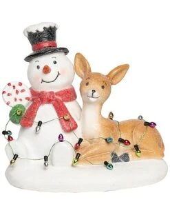 Resin 6.25in Multicolored Christmas Tangled Snowman And Reindeer Decor Home